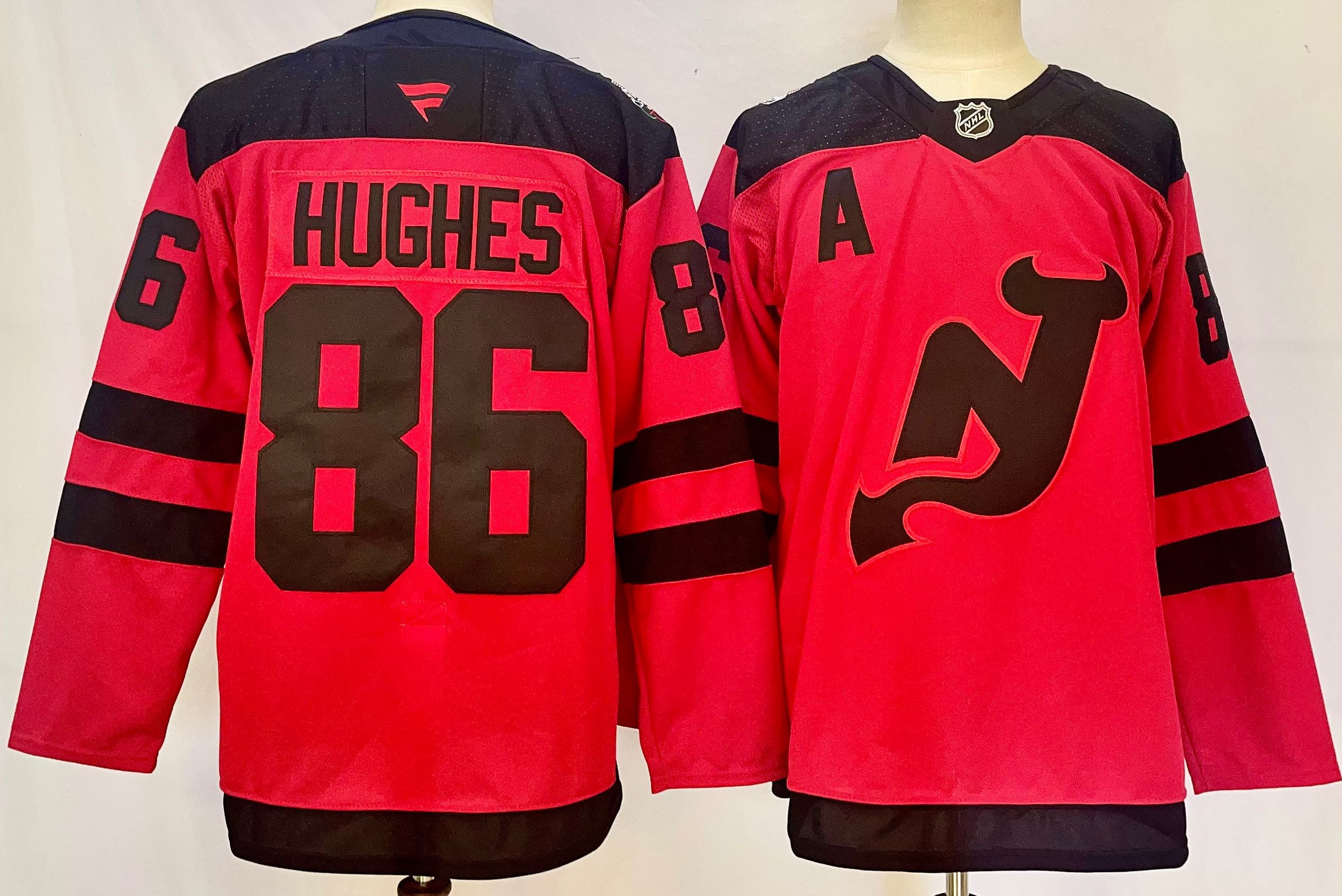 Men New Jersey Devils #86 Hughes Red 2025 Home Premier Player NHL Jerseys->new jersey devils->NHL Jersey